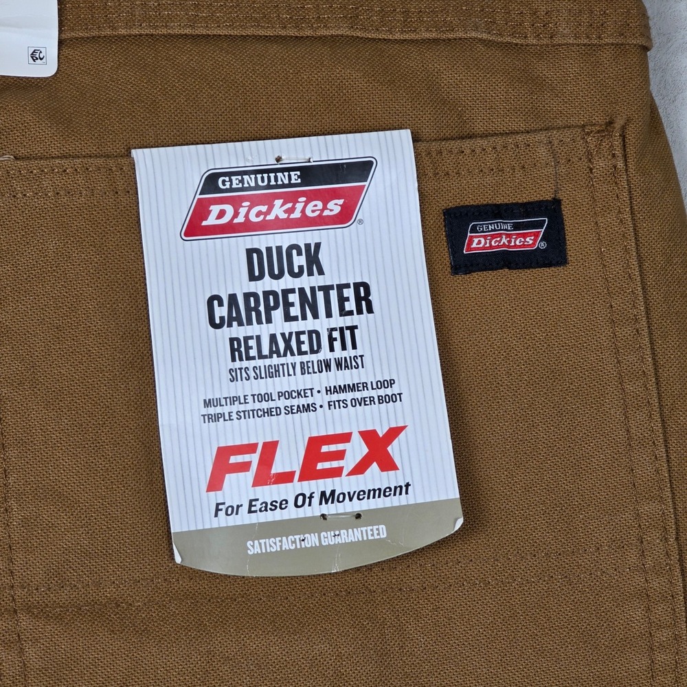 Dickies Mens Duck Carpenter Relaxed Fit Flex Pants 44x30 Brown New With Tags - Picture 7 of 10